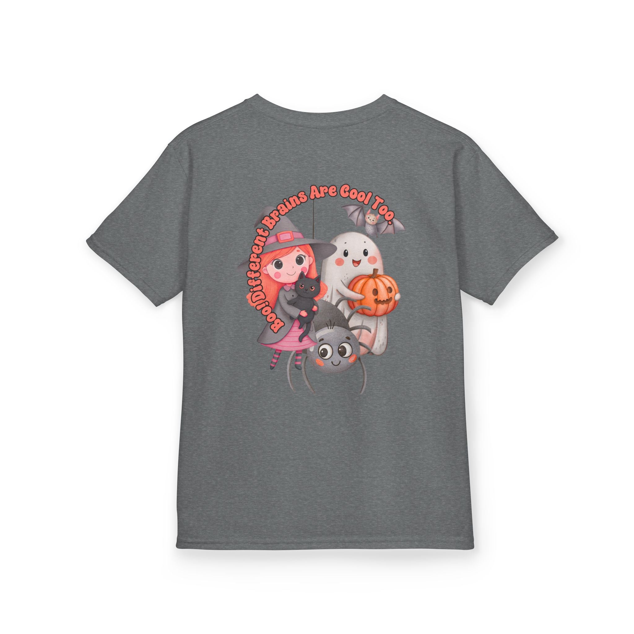 “Boo! Different Brains Are Cool Too” Kids Halloween T-Shirt – Inclusive Slogan Tee