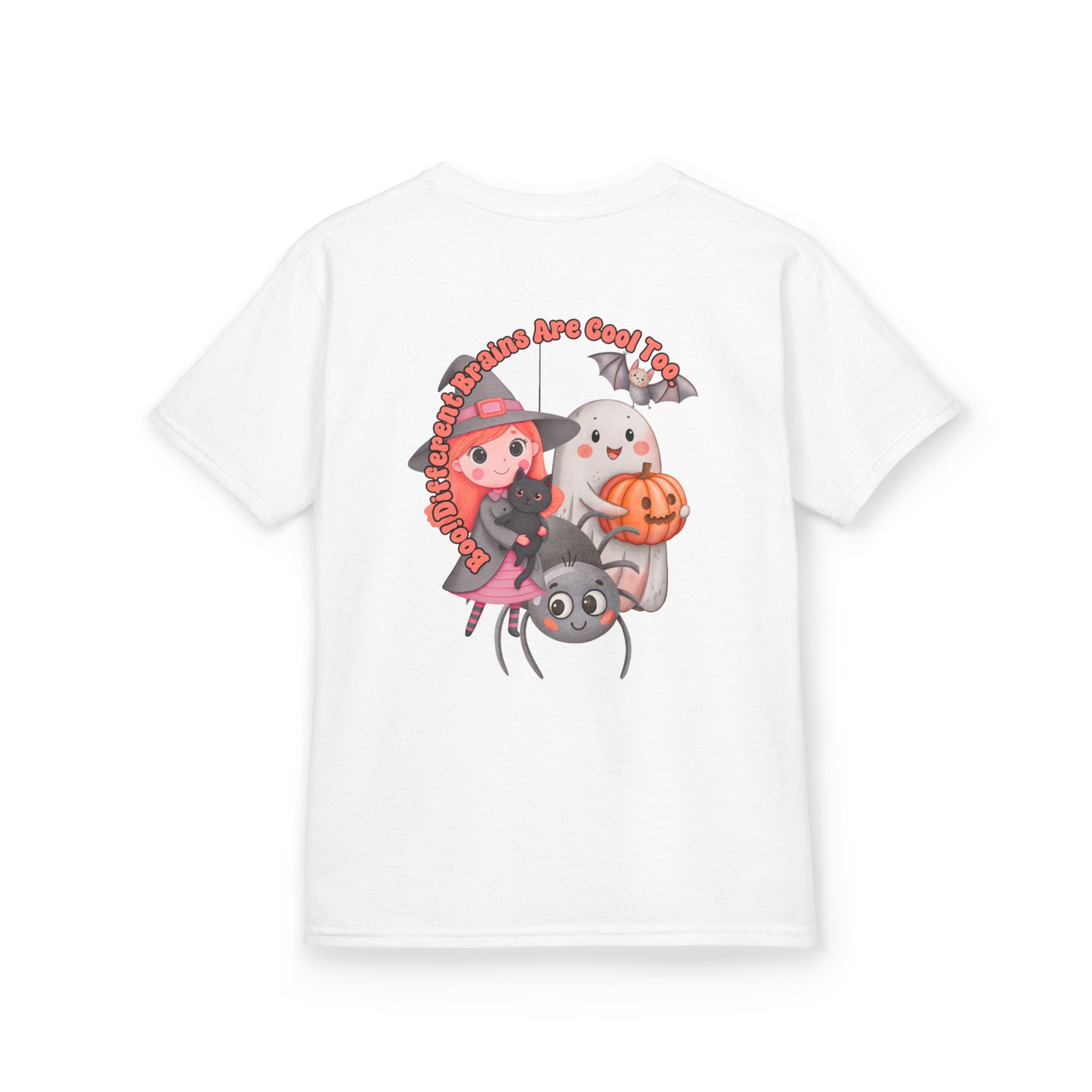 “Boo! Different Brains Are Cool Too” Kids Halloween T-Shirt – Inclusive Slogan Tee