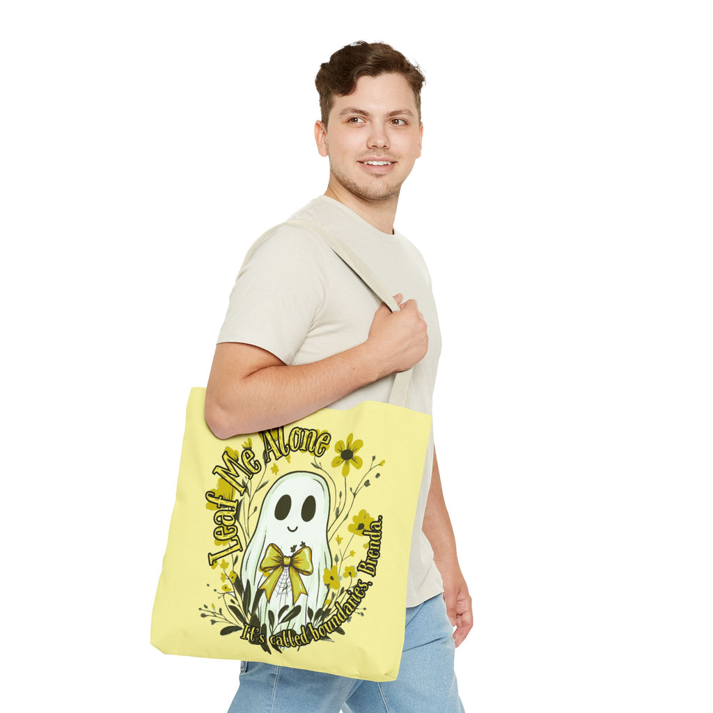 Leaf Me Alone Tote Bag, Cute Ghost Boundaries Bag, Funny Autumn Halloween Tote