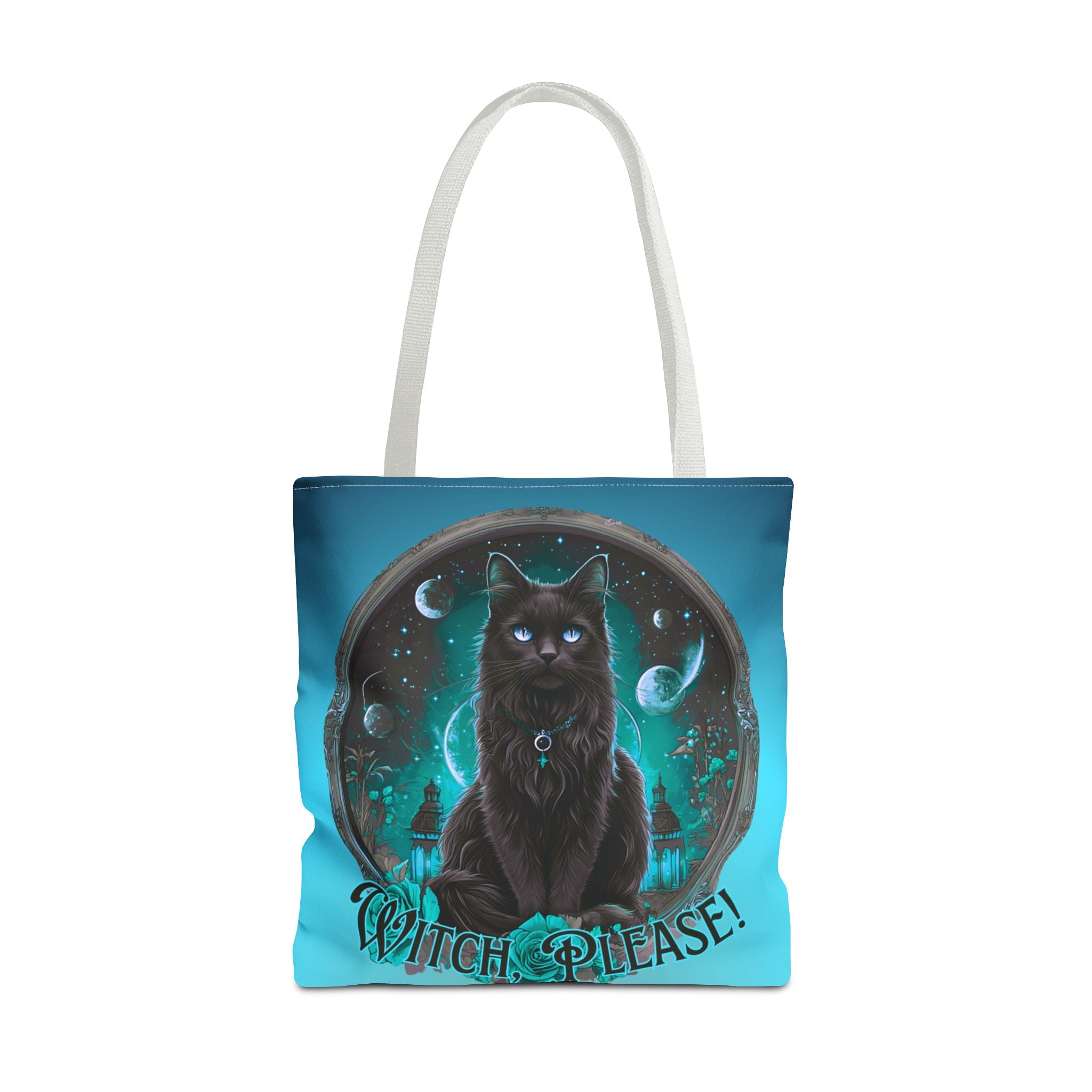 Witch Please Tote Bag – Gothic Black Cat, Spooky Moon Phases, Witchy Aesthetic Shopper