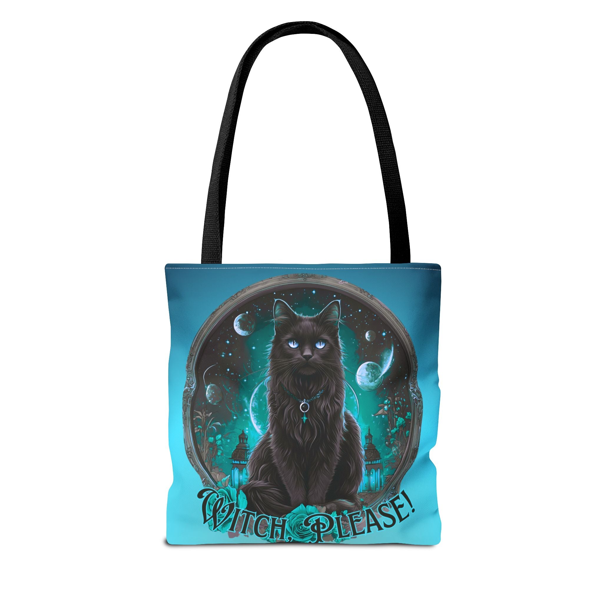 Witch Please Tote Bag – Gothic Black Cat, Spooky Moon Phases, Witchy Aesthetic Shopper