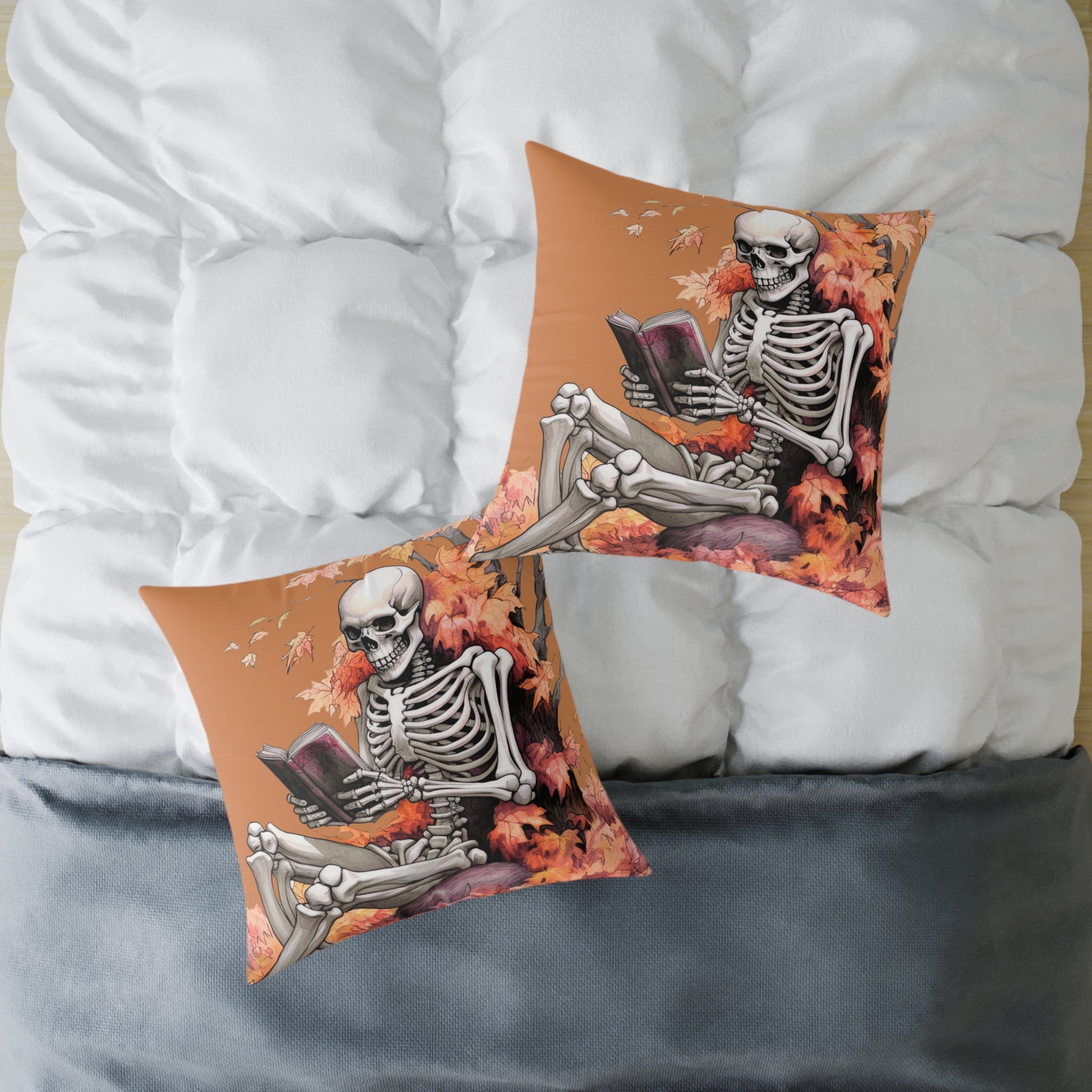Literary Skeleton Cushion – Halloween & Autumn Home Décor