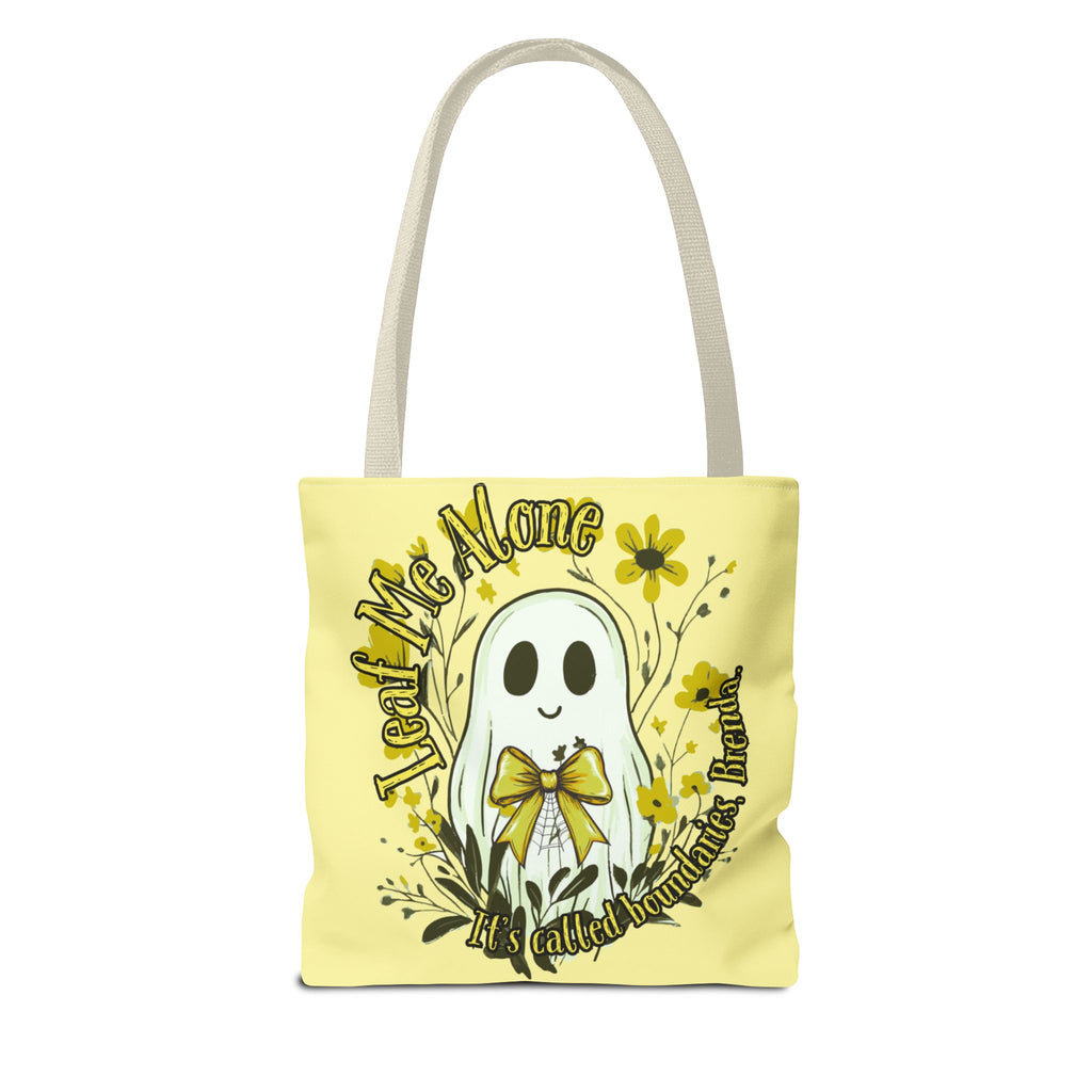 Leaf Me Alone Tote Bag, Cute Ghost Boundaries Bag, Funny Autumn Halloween Tote