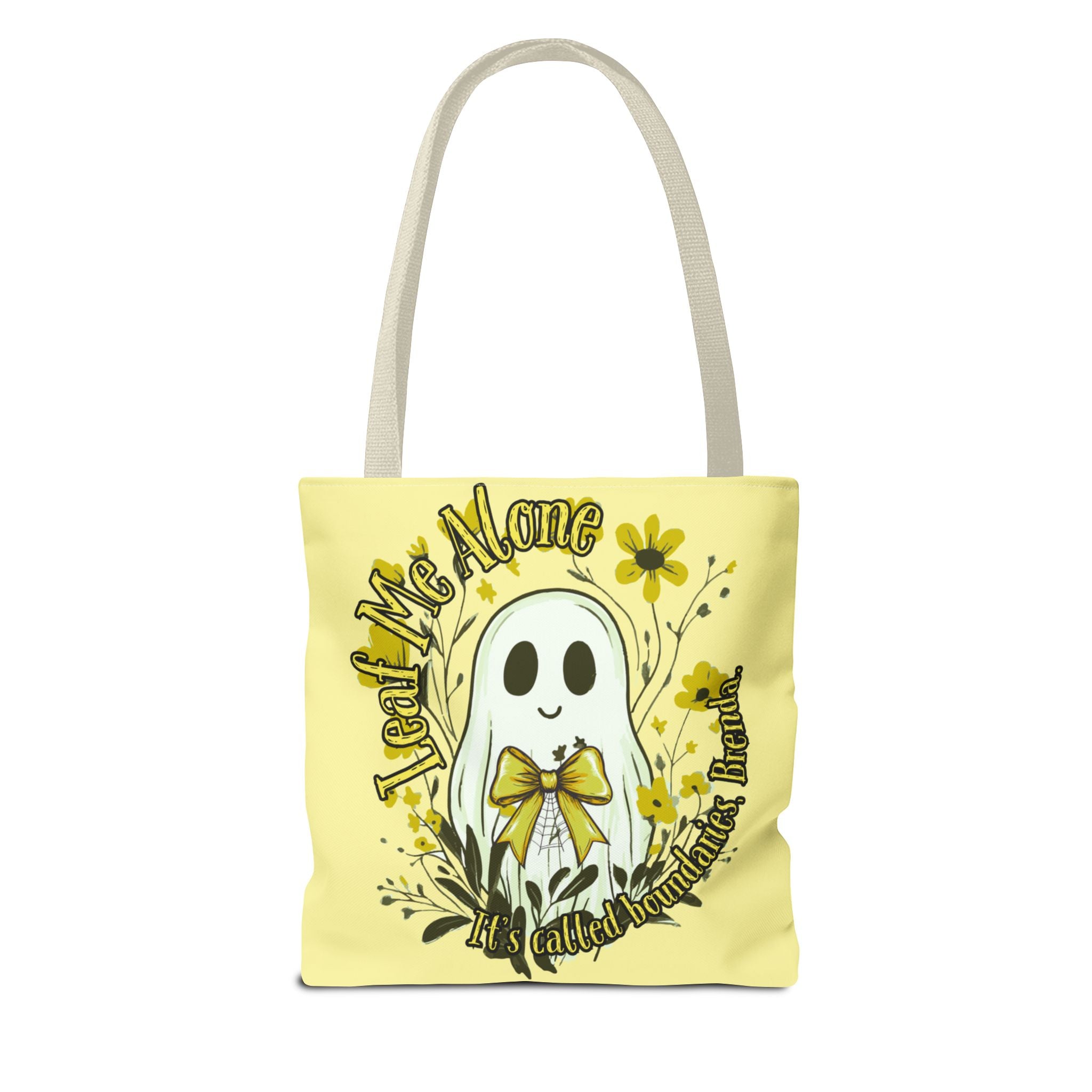 Leaf Me Alone Tote Bag, Cute Ghost Boundaries Bag, Funny Autumn Halloween Tote