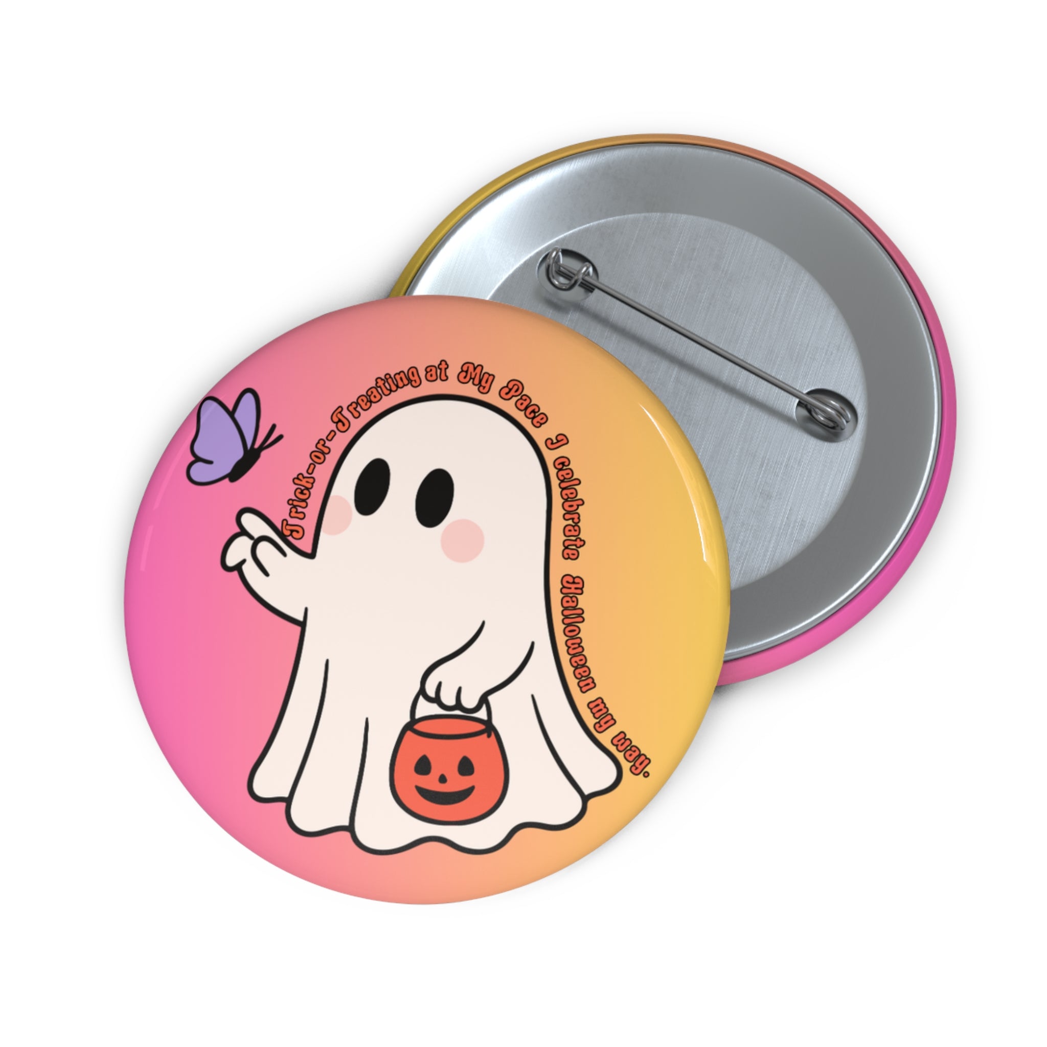 Neurodivergent-Trick-or-Treating at My Pace, Cute Ghost Halloween Badge