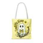 Leaf Me Alone Tote Bag, Cute Ghost Boundaries Bag, Funny Autumn Halloween Tote