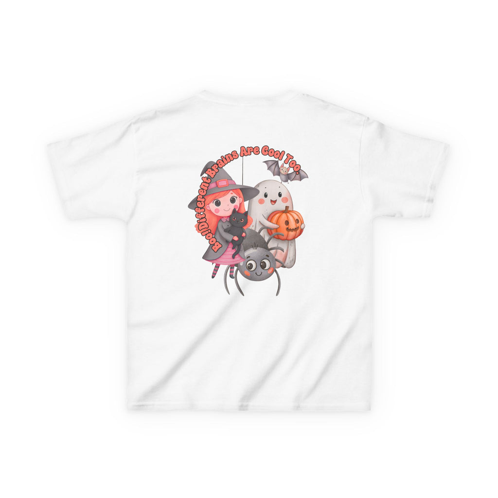 “Boo! Different Brains Are Cool Too” Kids Halloween T-Shirt – Inclusive Slogan Tee