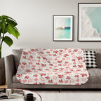 Cosy Autumn Sherpa Blanket – Maple Leaf & Berry Design in Seasonal Hues