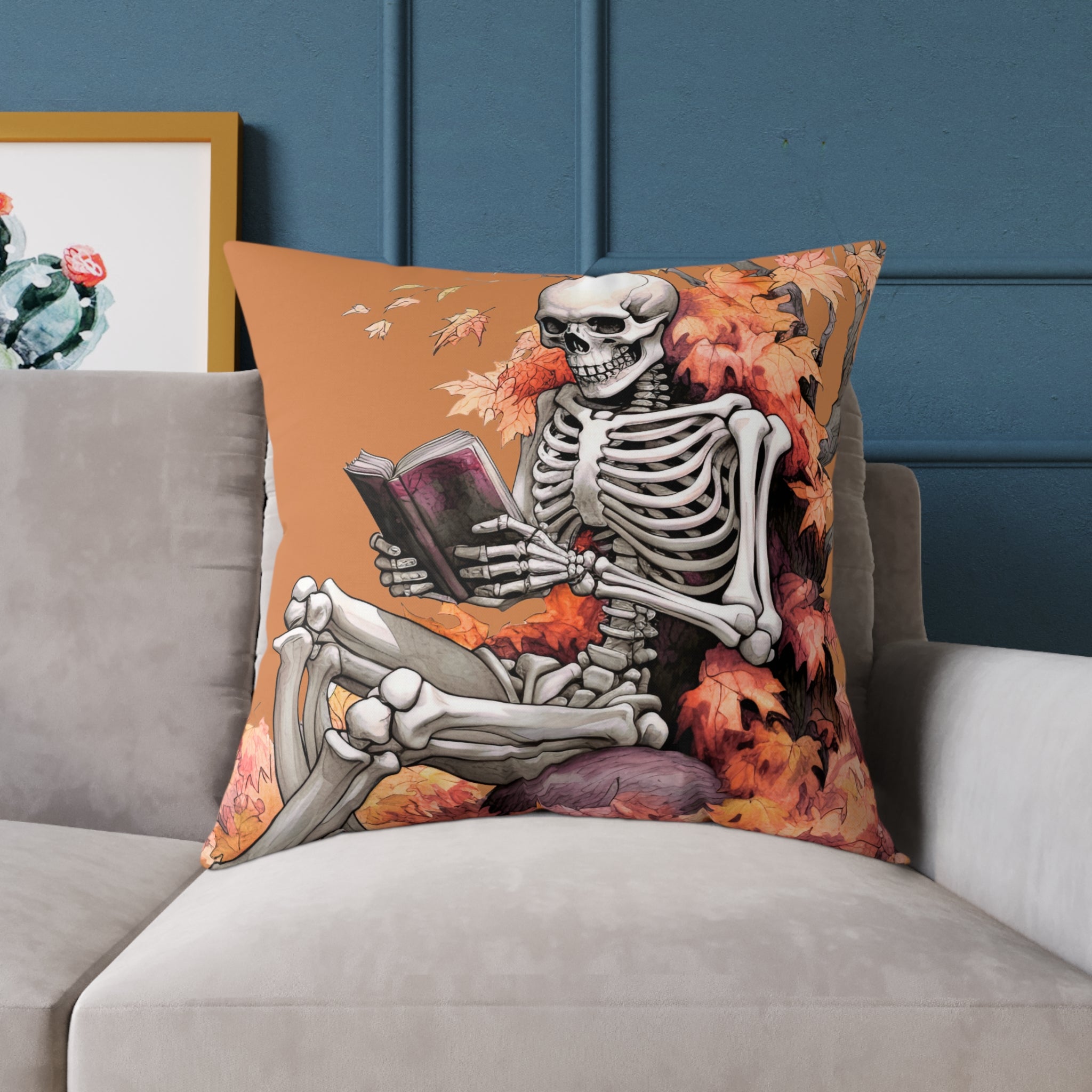 Literary Skeleton Cushion – Halloween & Autumn Home Décor