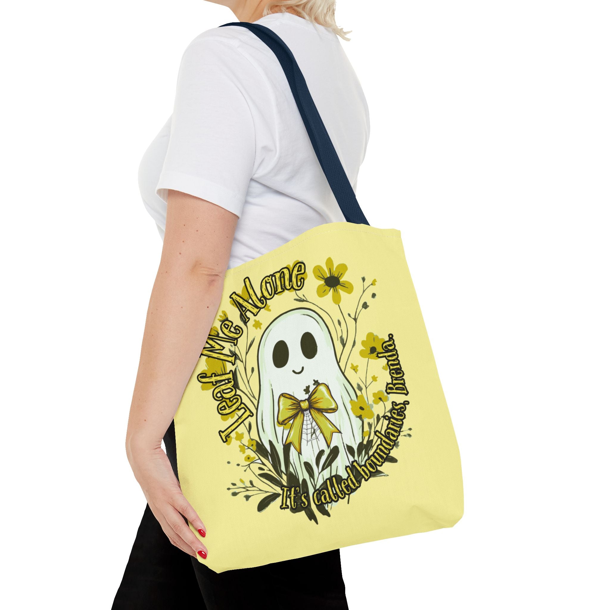 Leaf Me Alone Tote Bag, Cute Ghost Boundaries Bag, Funny Autumn Halloween Tote