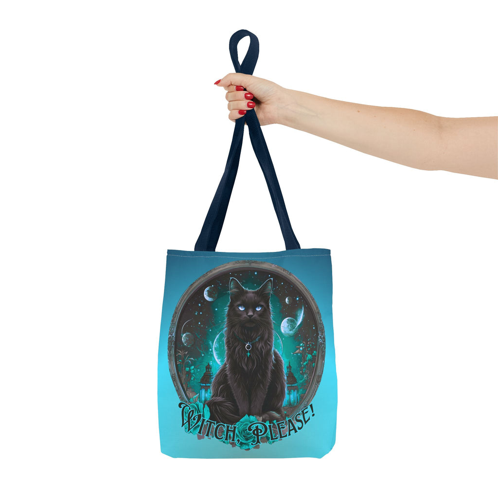 Witch Please Tote Bag – Gothic Black Cat, Spooky Moon Phases, Witchy Aesthetic Shopper