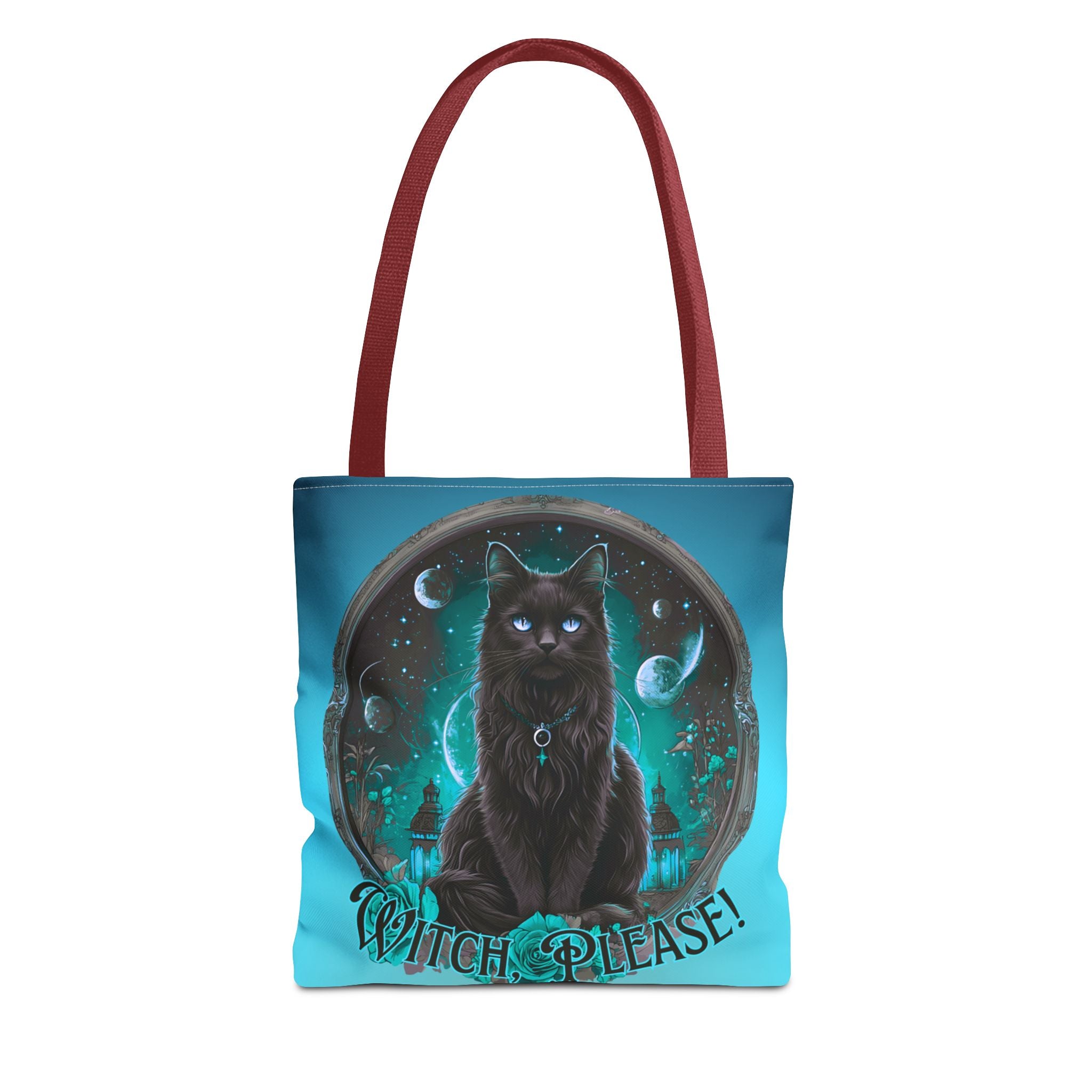 Witch Please Tote Bag – Gothic Black Cat, Spooky Moon Phases, Witchy Aesthetic Shopper