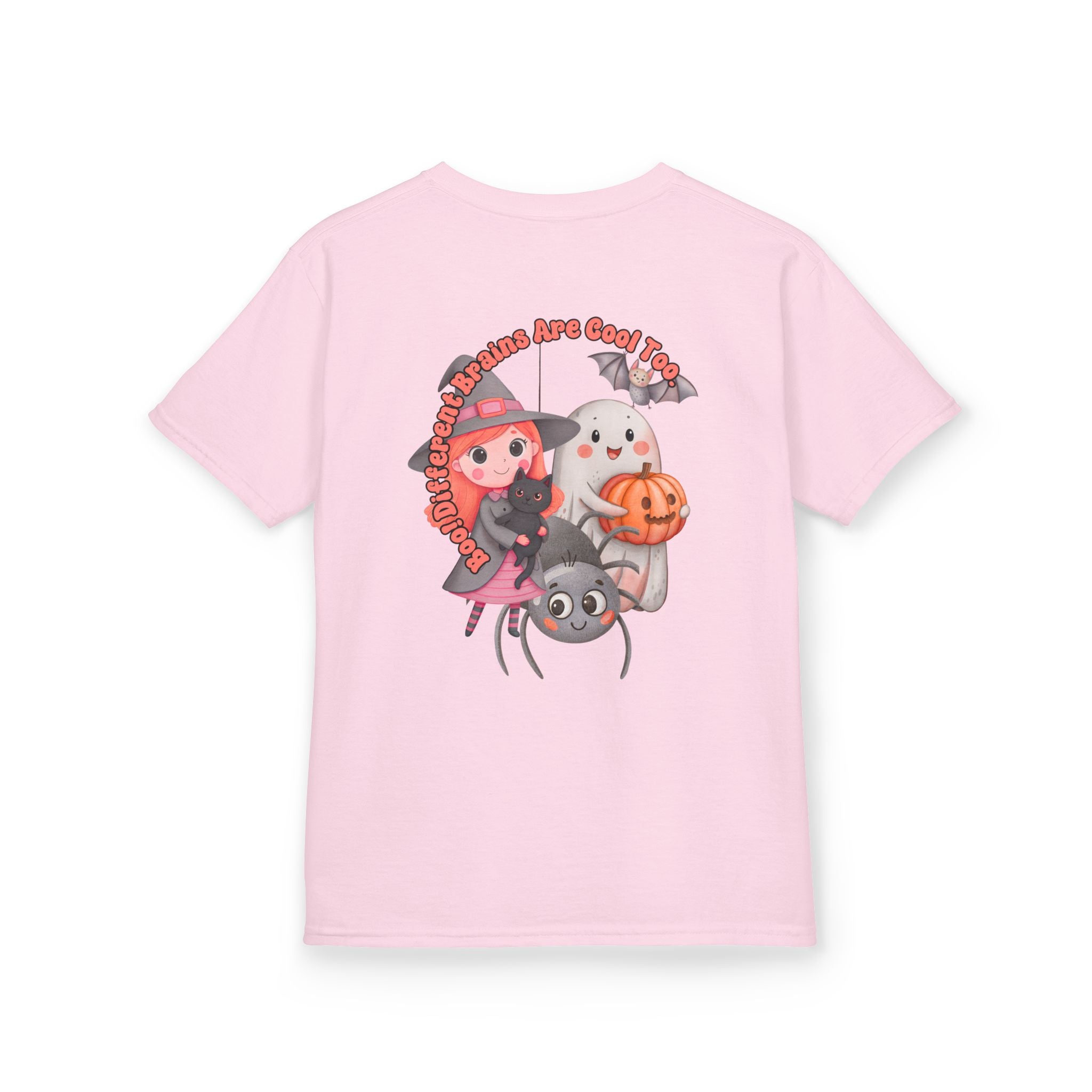 “Boo! Different Brains Are Cool Too” Kids Halloween T-Shirt – Inclusive Slogan Tee