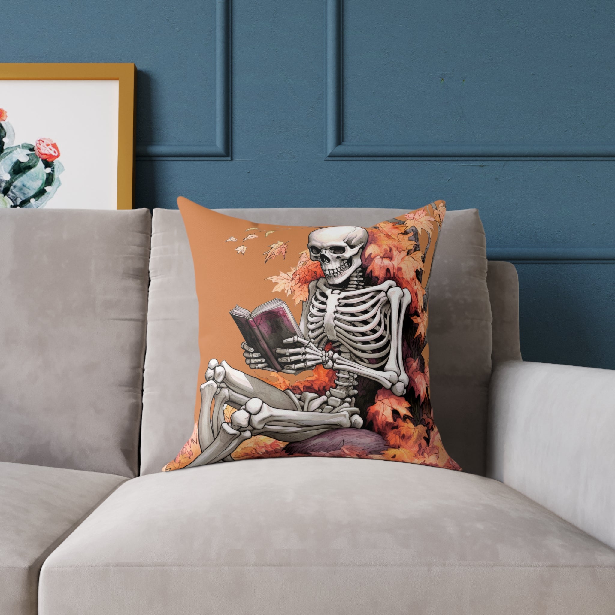 Literary Skeleton Cushion – Halloween & Autumn Home Décor