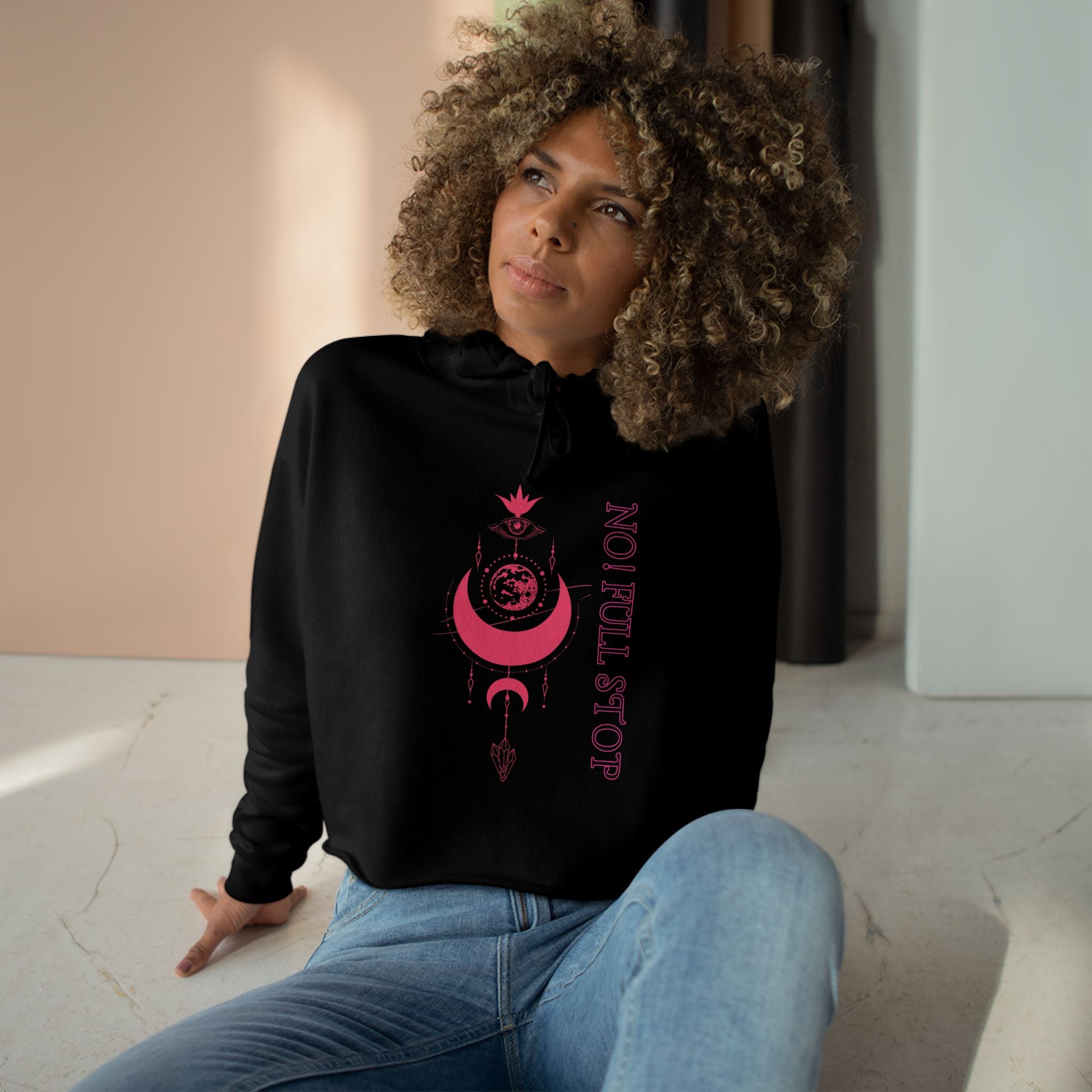 No! Full StopInclusive  Crop Hoodie – Lunar Lotus