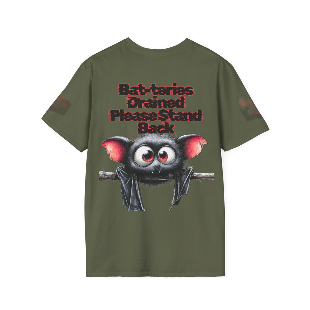 Bat-teries Drained – Cute and Funny Bat T-Shirt