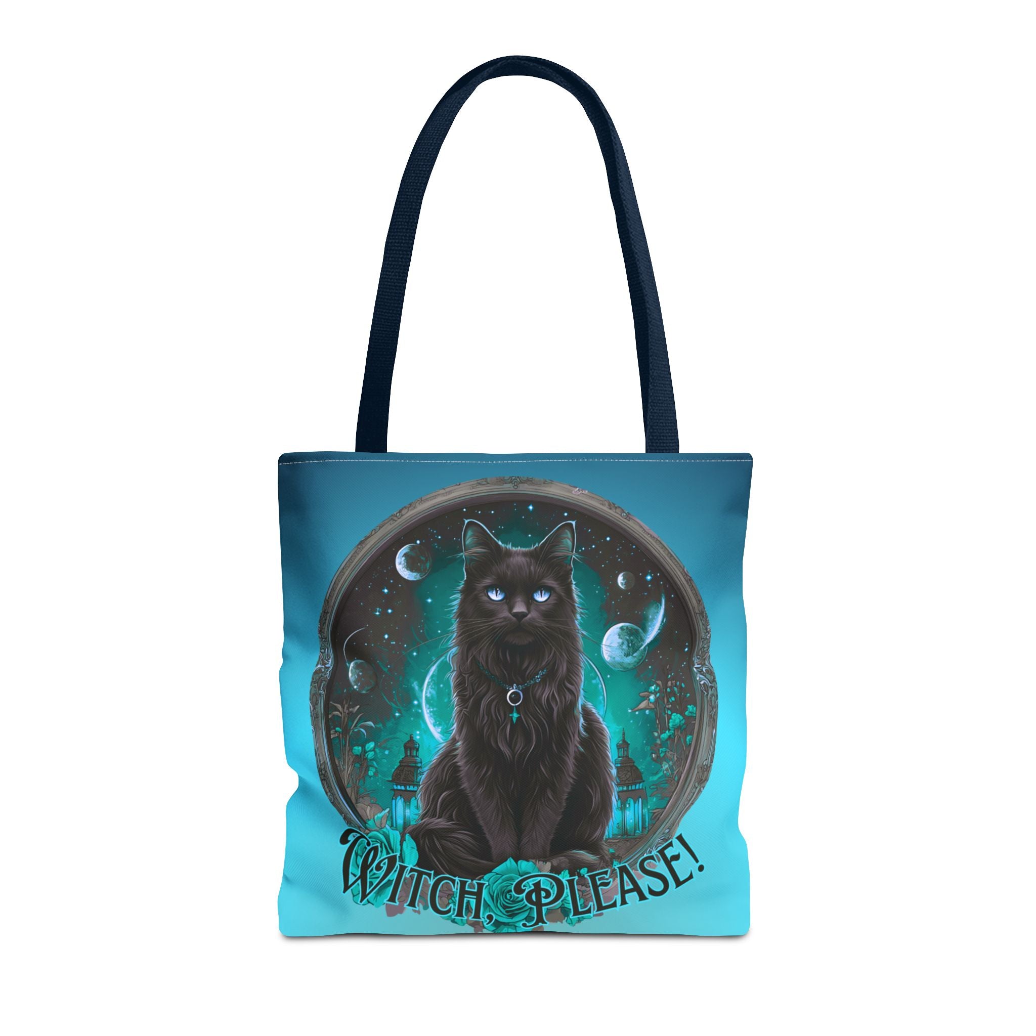 Witch Please Tote Bag – Gothic Black Cat, Spooky Moon Phases, Witchy Aesthetic Shopper