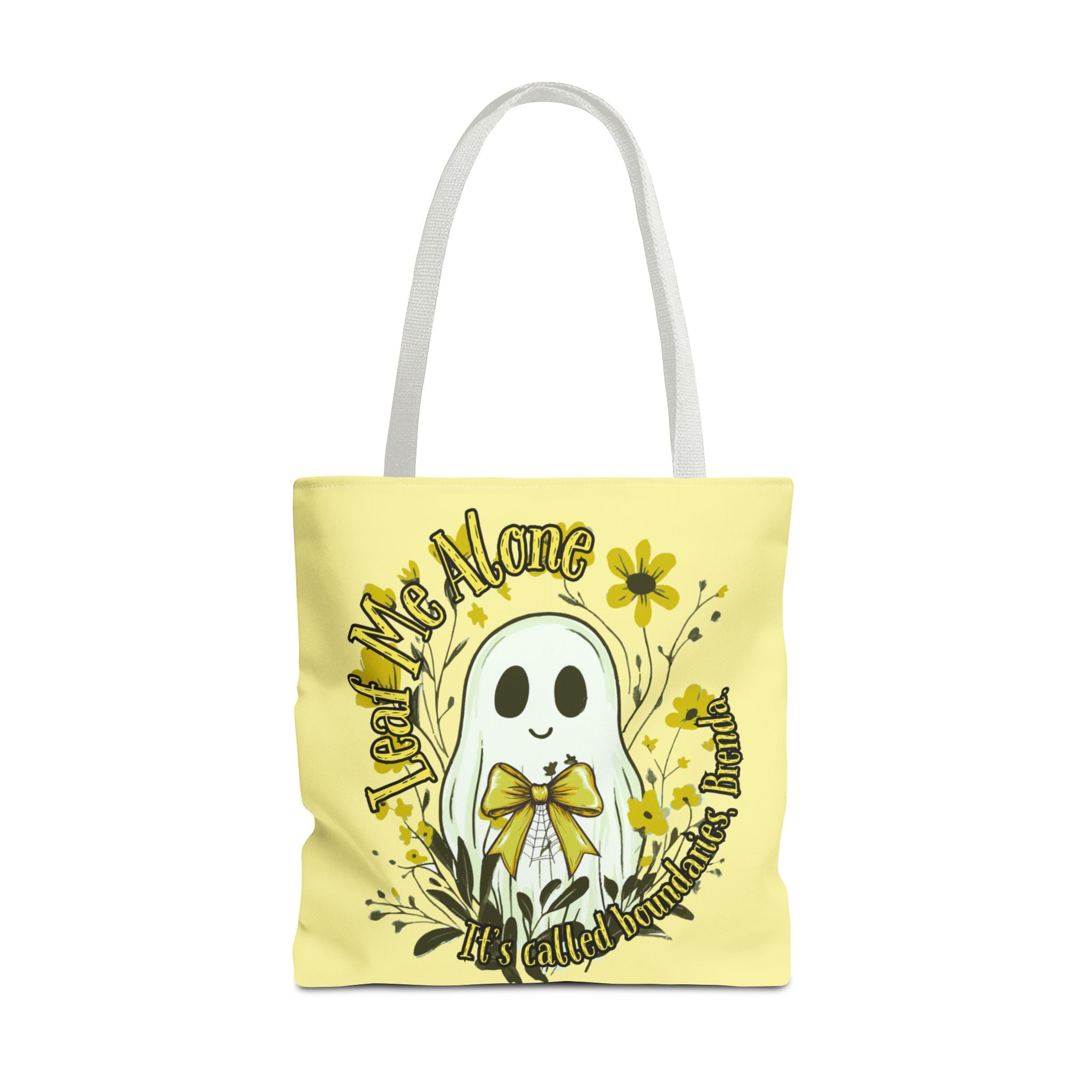 Leaf Me Alone Tote Bag, Cute Ghost Boundaries Bag, Funny Autumn Halloween Tote