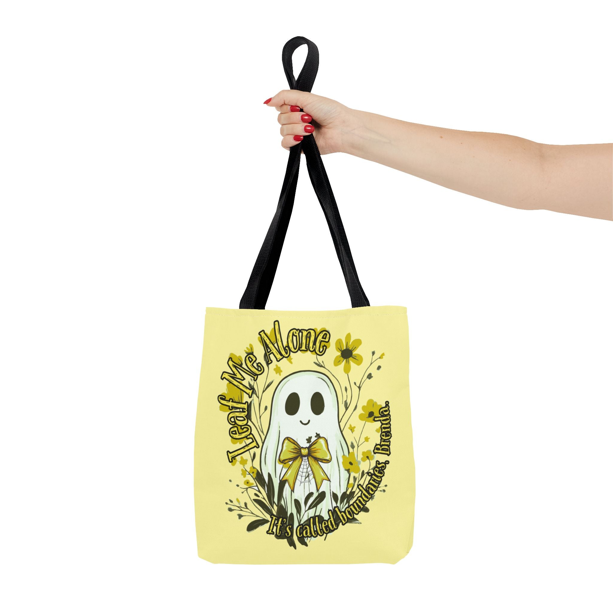 Leaf Me Alone Tote Bag, Cute Ghost Boundaries Bag, Funny Autumn Halloween Tote