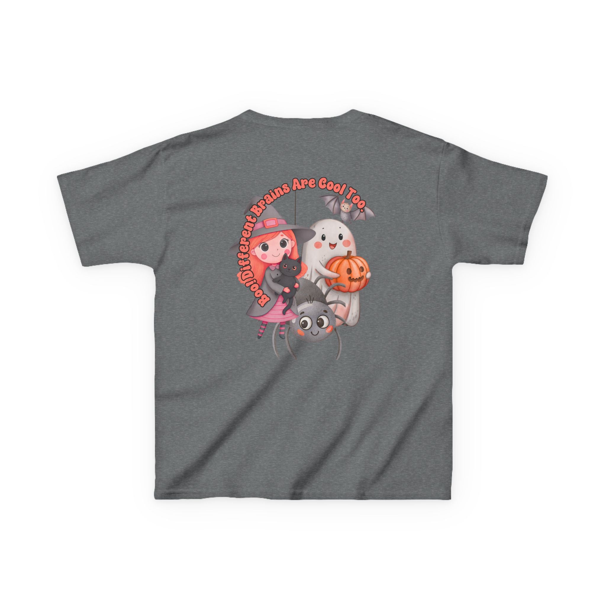“Boo! Different Brains Are Cool Too” Kids Halloween T-Shirt – Inclusive Slogan Tee