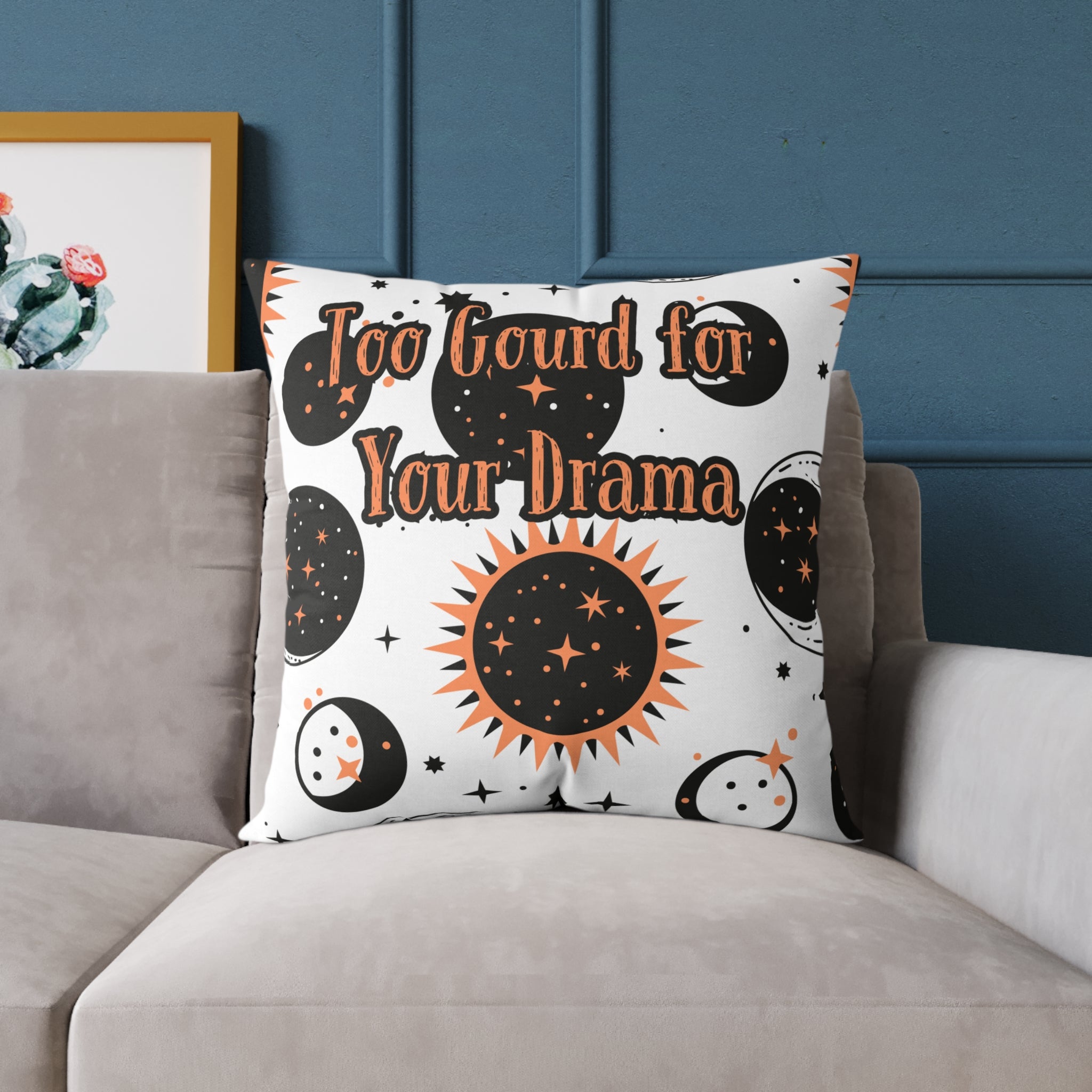 Too Gourd for Your Drama – Celestial Sun & Moon Throw Pillow