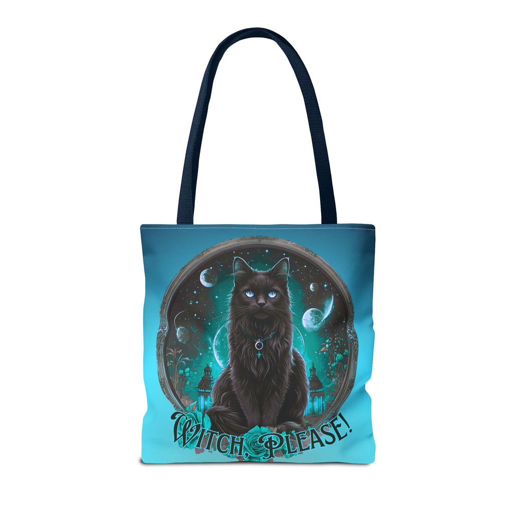Witch Please Tote Bag – Gothic Black Cat, Spooky Moon Phases, Witchy Aesthetic Shopper