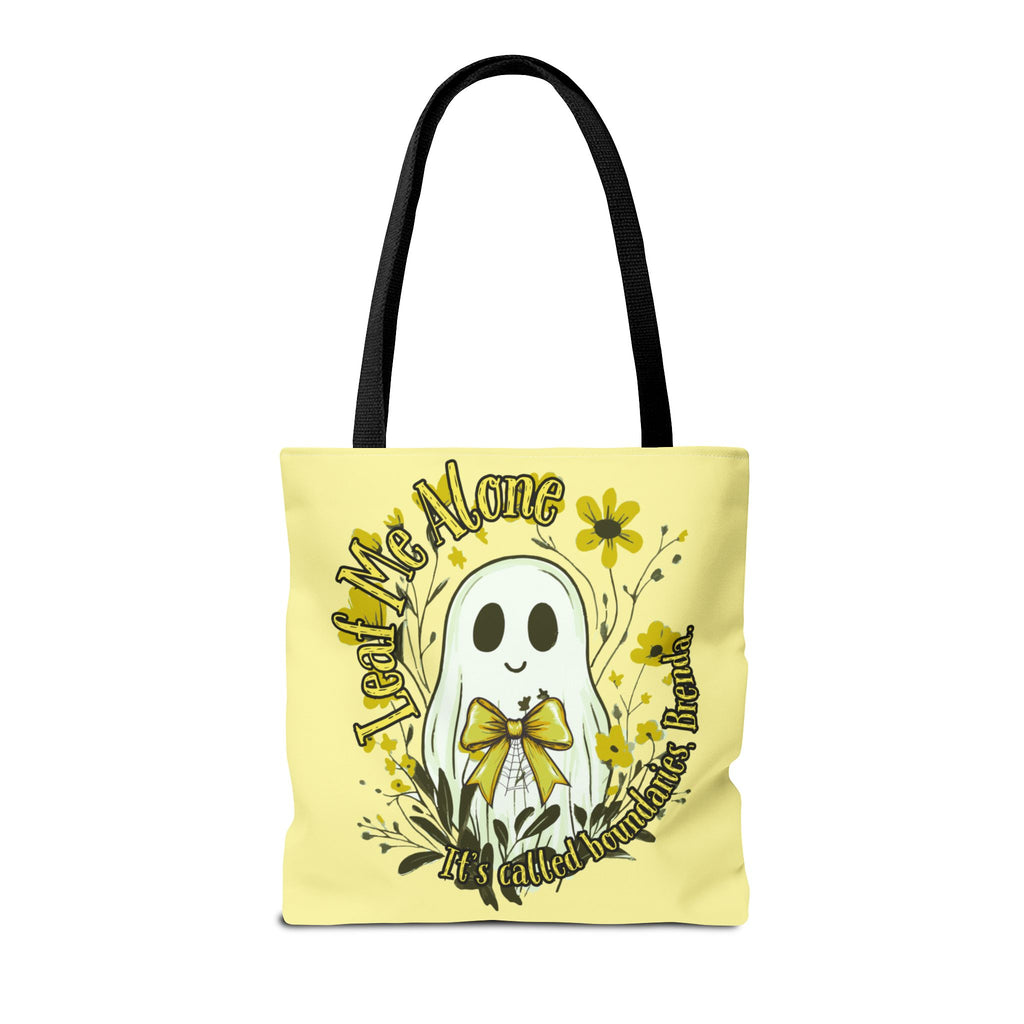 Leaf Me Alone Tote Bag, Cute Ghost Boundaries Bag, Funny Autumn Halloween Tote