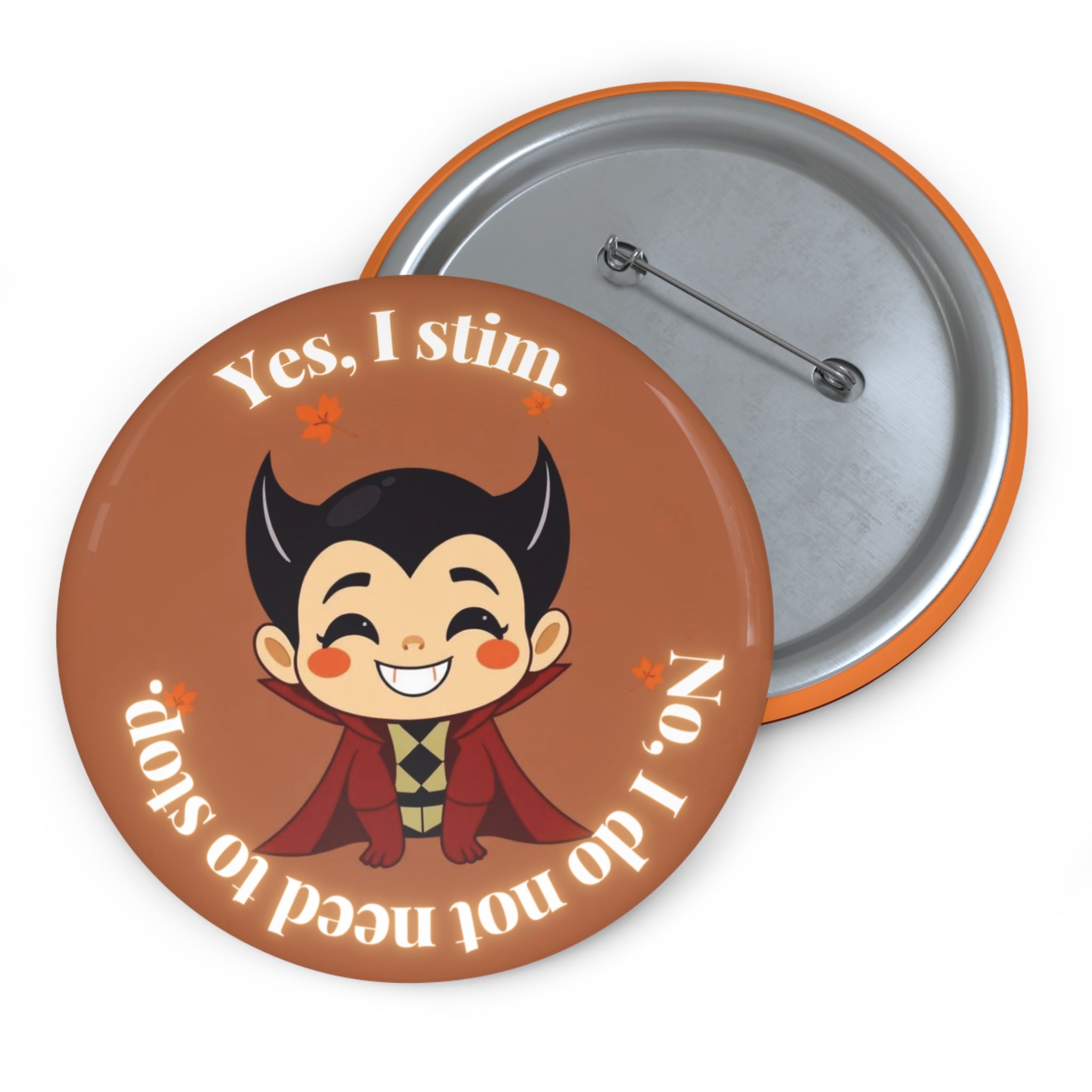 Neurodivergent Inclusive Stimming Pin Badge – Vampire Design (3in)